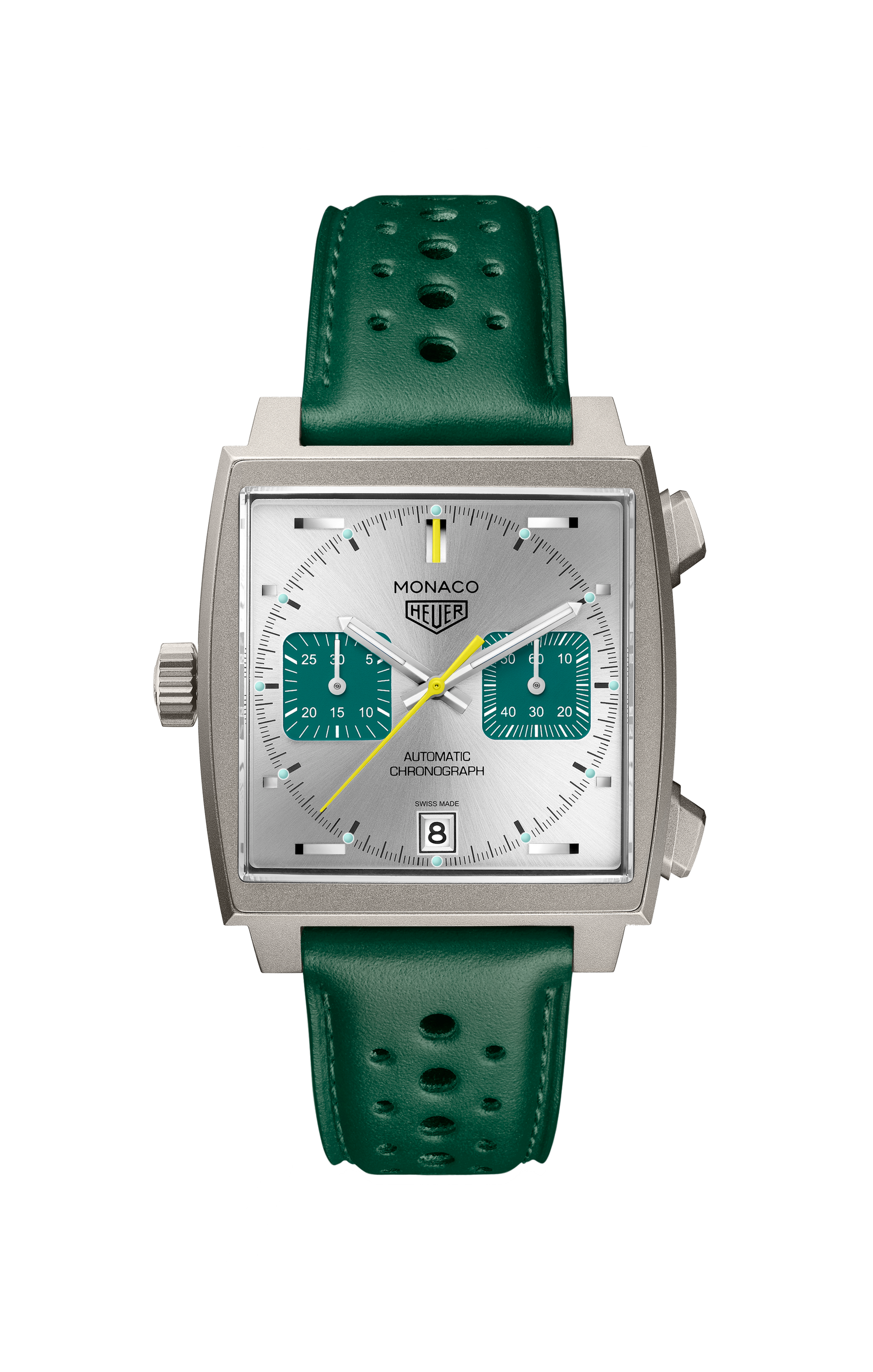 Unworn  Monaco Chronograph Racing Green Automatic, Titanium, 39Mm, Ref# CAW218E.FC6565, Box and Papers