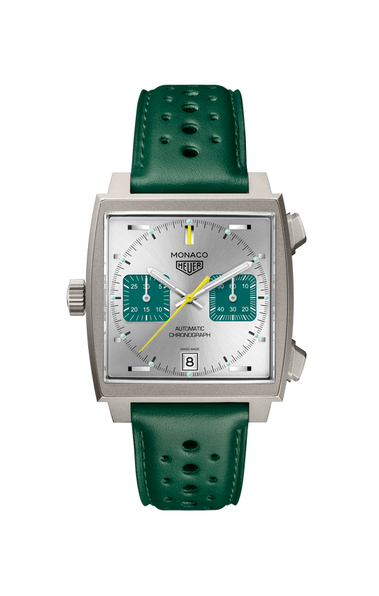 Unworn  Monaco Chronograph Racing Green Automatic, Titanium, 39Mm, Ref# CAW218E.FC6565, Box and Papers