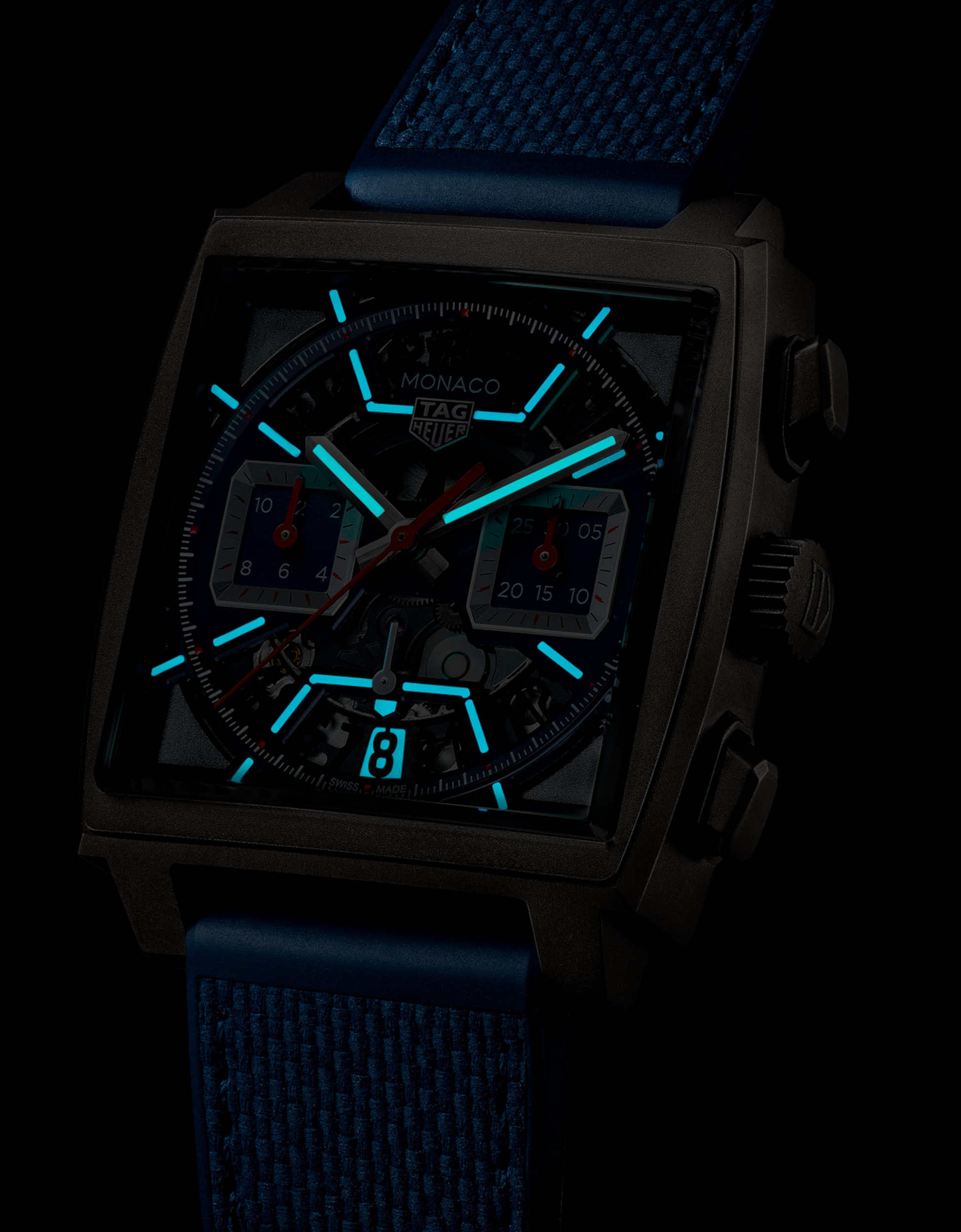 Unworn  Monaco Chronograph Skeleton, Titanium, Automatic, 39Mm, Ref# CBL2182.FT6235, Box and Papers