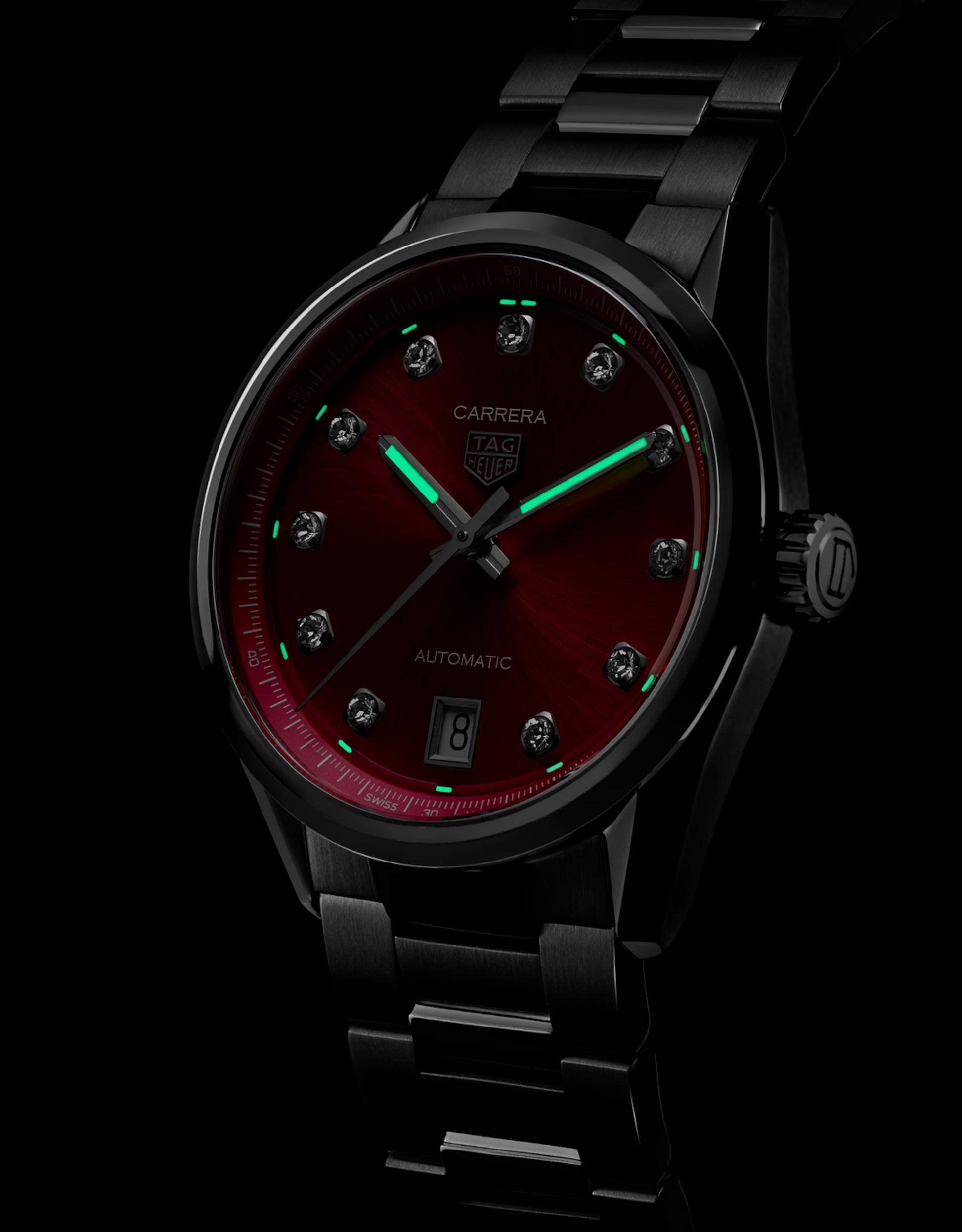 Unworn  Carrera Calibre 7 Date, Stainless Steel and Diamonds, 36Mm, Ref# WBN2318.BA0001, Box & Papers