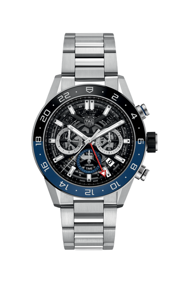 Unworn  Carrera Chronograph Twin-Time, Stainless Steel and Ceramic, 45Mm, Ref#Cbg2A1Z.Ba0658, Box & Papers