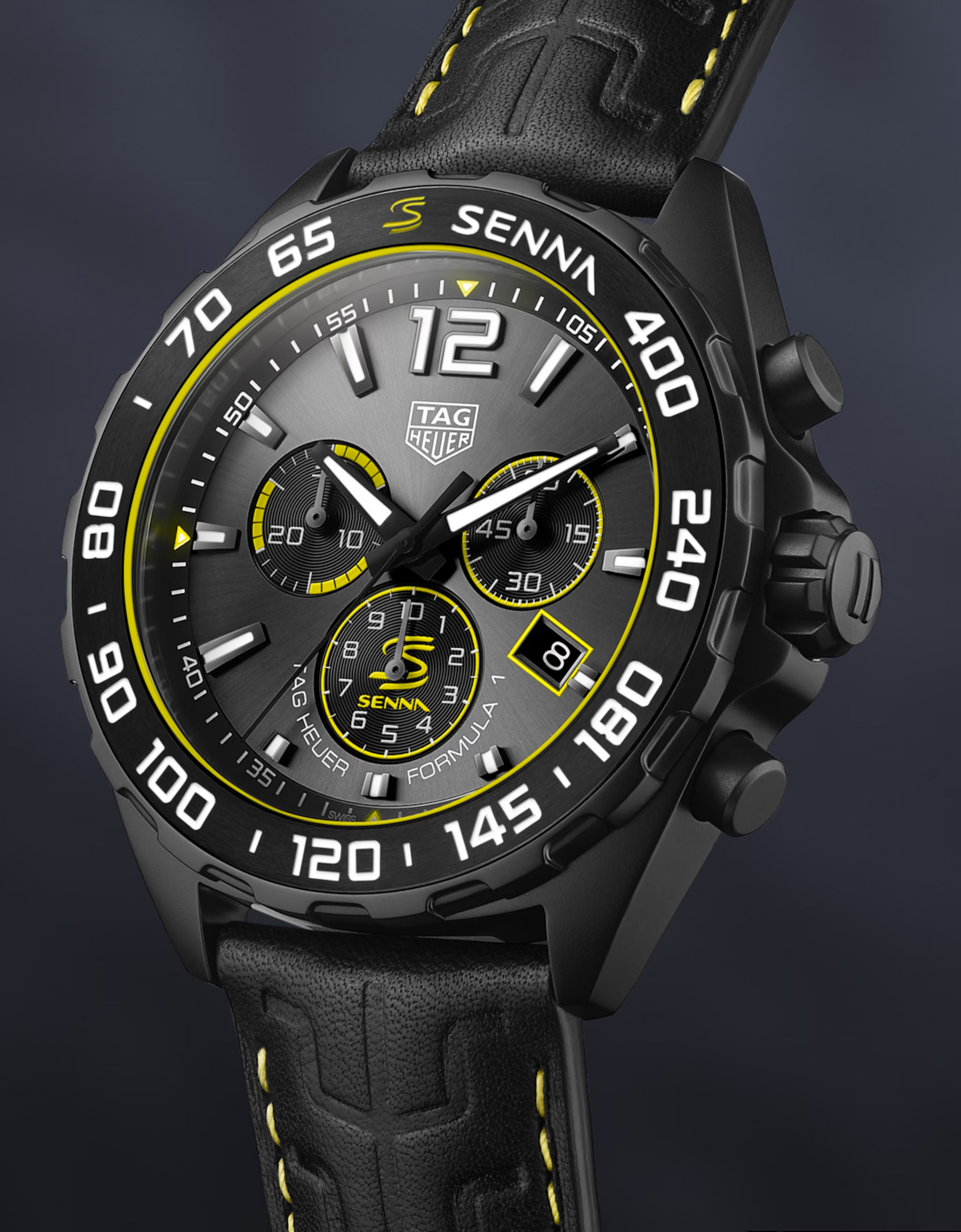 Unworn  Formula 1 Senna Chronograph, DLC Stainless Steel, 43Mm, Ref# CAZ101AJ.FC6487, Box & Papers