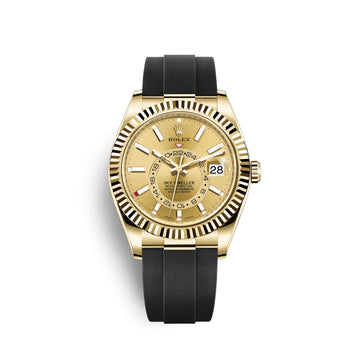 Sky-Dweller 42Mm, 18K Yellow Gold, Oysterflex, Ref# 326238-0007