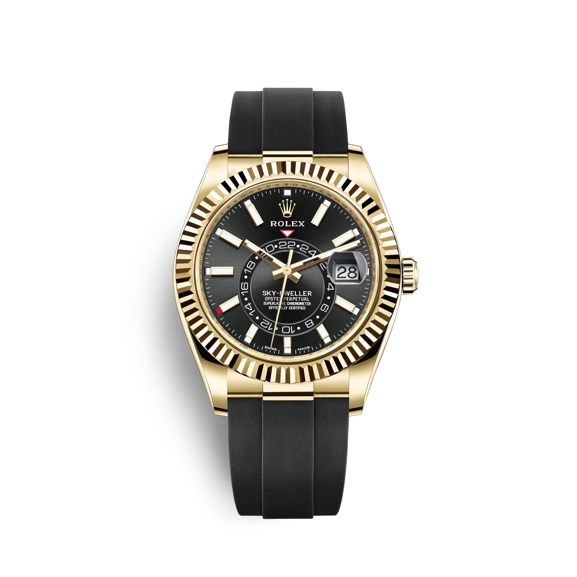 Sky-Dweller 42Mm, 18K Yellow Gold, Oysterflex, Ref# 326238-0009