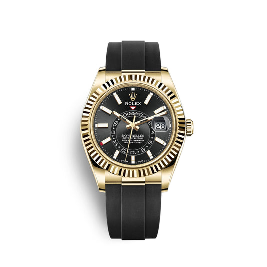 Sky-Dweller 42Mm, 18K Yellow Gold, Oysterflex, Ref# 326238-0009